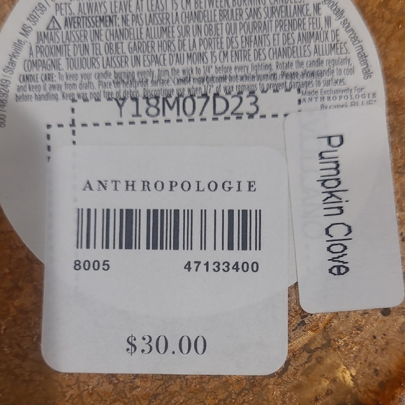 Anthropologie Gold Lid Pumpkin Clove Jar Candle - Picture 4 of 4